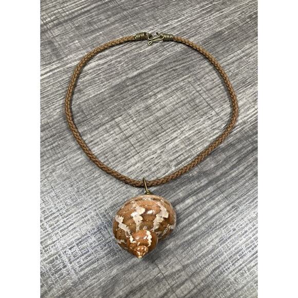 Artisan Real Sea Ocean Shell Rope Pendant Beach Necklace 15.5” - Picture 5 of 11